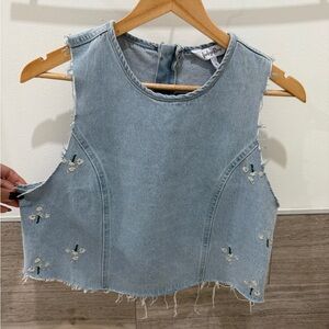Light Blue Denim Sleeveless Top